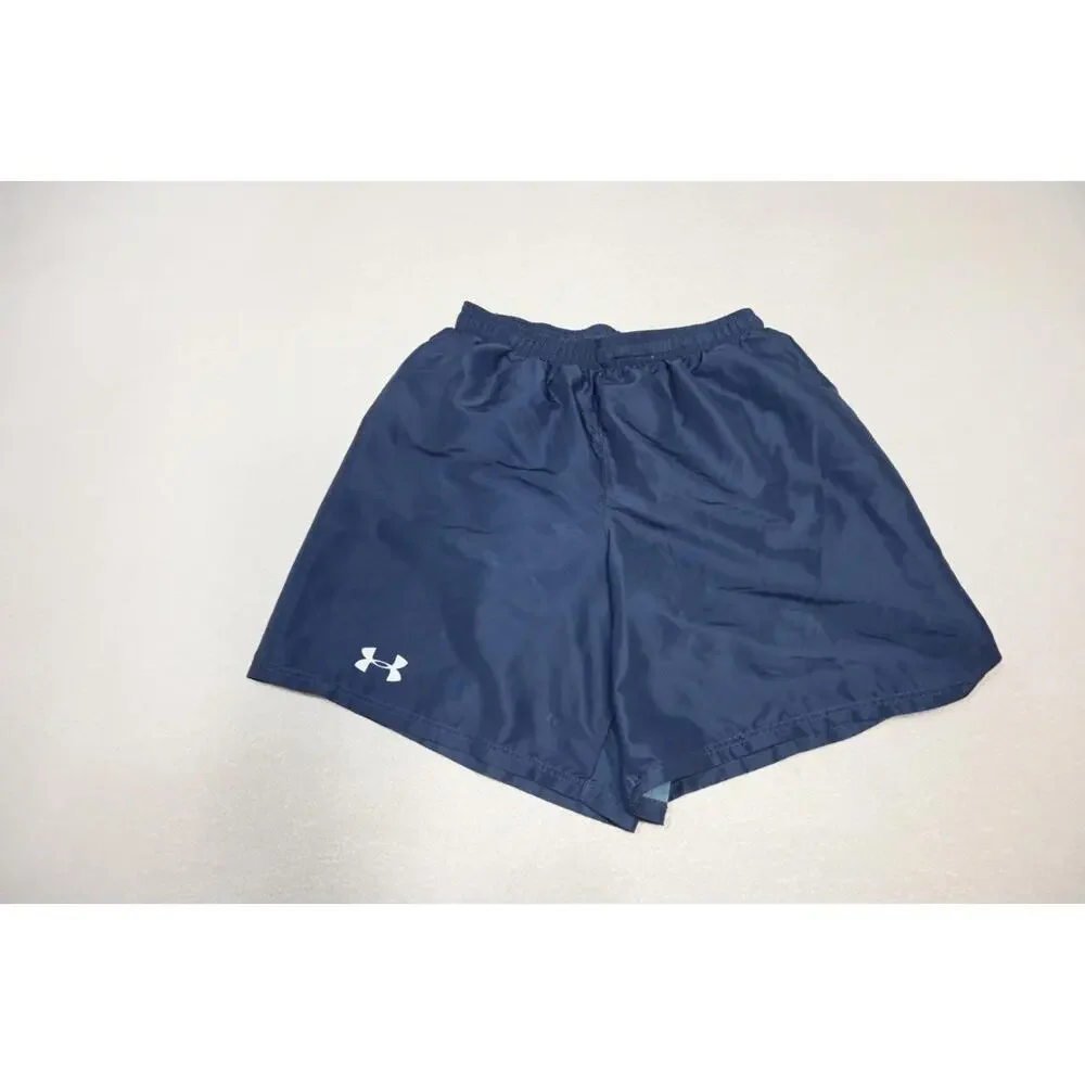 Under Armour Gym Shorts HeatGear Running Lined Blue W/Pockets 6